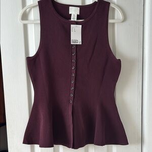 H&M Deep Purple Ribbed Peplum Top